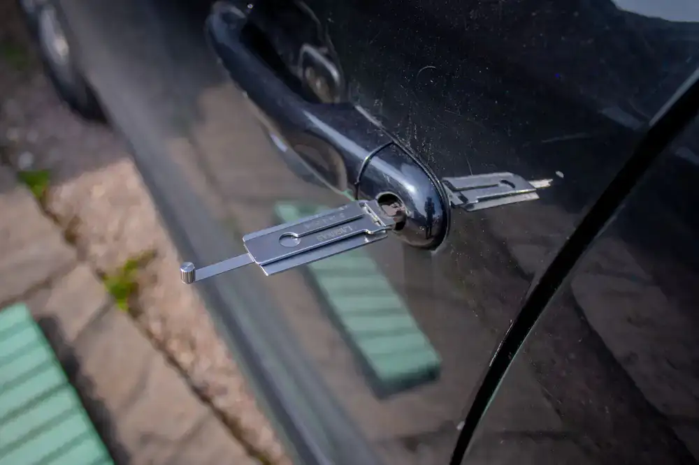 Tools and replacement locks inside the mobile locksmith van